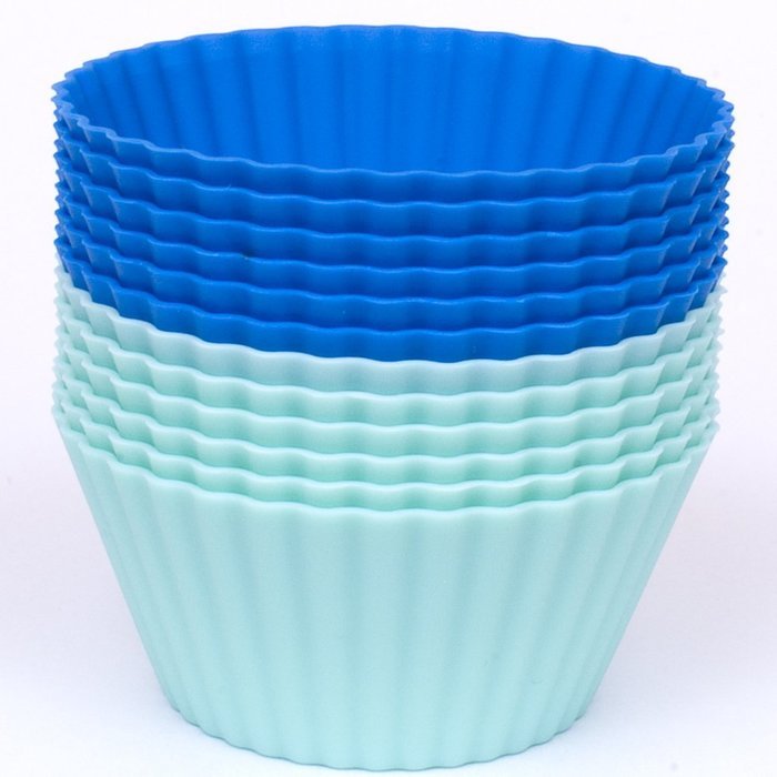 Silicone Cupcake Liners - Set Of 12 Premium Orange Muffin Baking-Cups In Storage Container. N36