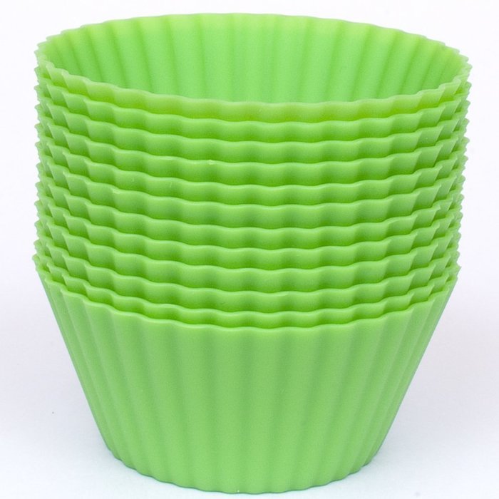 Silicone Cupcake Liners - Set Of 12 Premium Orange Muffin Baking-Cups In Storage Container. N38