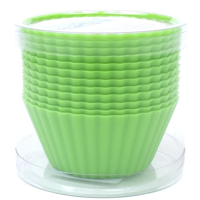 Silicone Cupcake Liners - Set Of 12 Premium Orange Muffin Baking-Cups In Storage Container. N41
