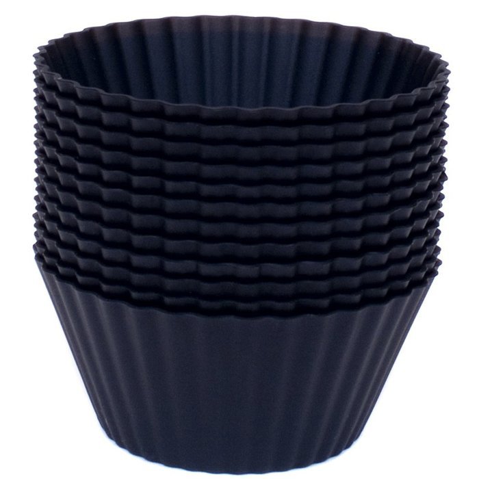 Silicone Cupcake Liners - Set Of 12 Premium Orange Muffin Baking-Cups In Storage Container. N50
