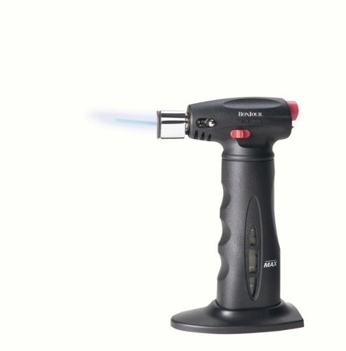 BonJour Chef&rsquo;s Tools Butane Culinary / Cr&egrave;me Br&ucirc;l&eacute;e Torch, Black Aluminum