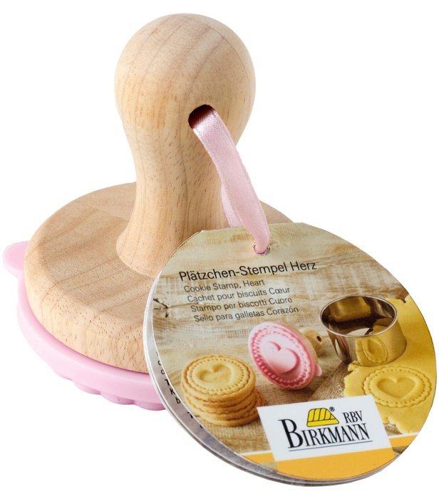 Heart Cookie Stamp - Wooden Handle with Silicone
