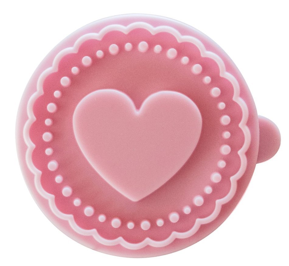 Heart Cookie Stamp - Wooden Handle with Silicone N2
