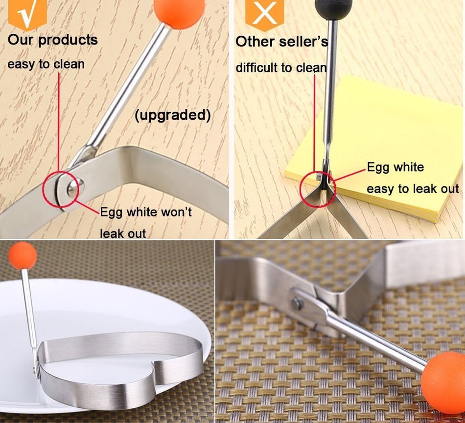 Guestway Egg Pancake Ring Molds Kitchen Cooking Tool Safe Stainless Steel 304 Fun Breakfast 4PCS N5