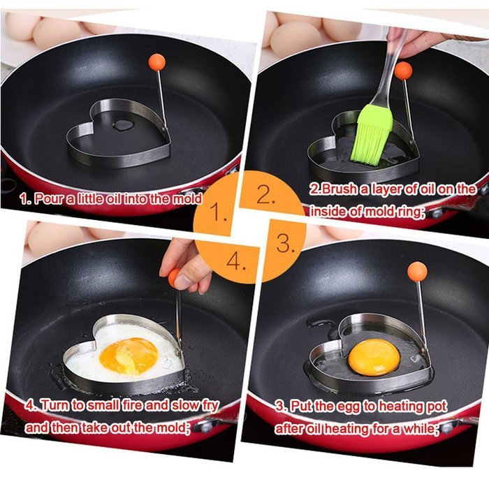 Guestway Egg Pancake Ring Molds Kitchen Cooking Tool Safe Stainless Steel 304 Fun Breakfast 4PCS N6