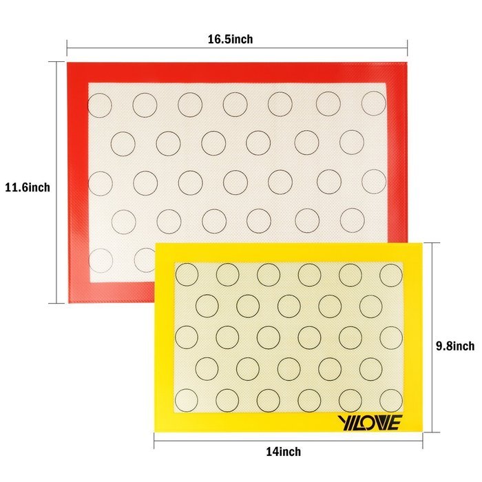 Yilove Premium Non-Stick Silicone Macaron Baking Mat,1/4 Sheet Size,11.6 x 8.3 inches N12