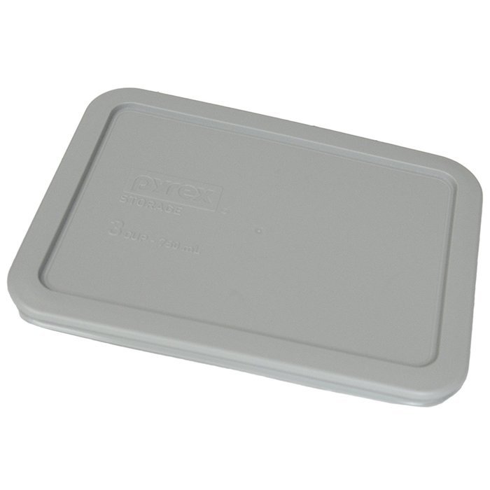 Pyrex 7210-PC Grey Rectangle 3 Cup (750mL) Plastic Storage Cover (4-Pack) N3