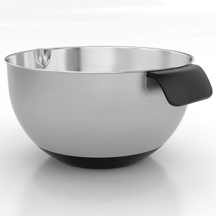 Stainless Steel Mixing Bowls for Kitchen, Cooking and Baking. 1QT, 2.5QT, 4.5QT, Black Handle & Spout, Free Ebook N13
