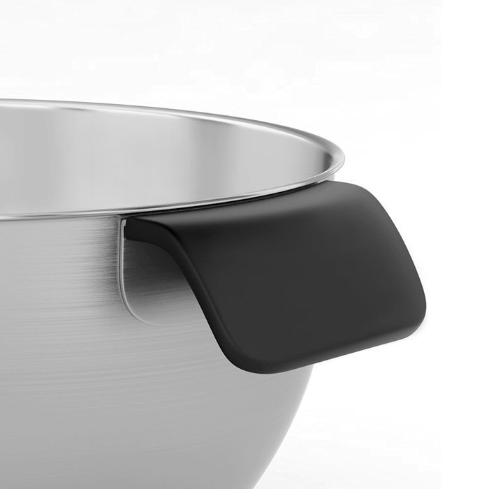 Stainless Steel Mixing Bowls for Kitchen, Cooking and Baking. 1QT, 2.5QT, 4.5QT, Black Handle & Spout, Free Ebook N14
