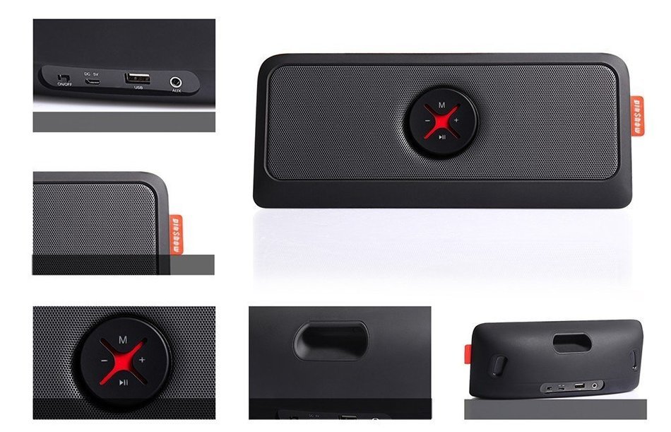PINSHOW Bluetooth Portable Wireless speaker with Microphone Support TF Card AUX Input Function, Power Bank, More... N6