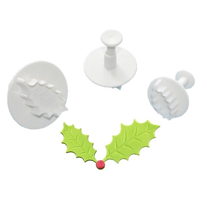 FOUR-C Cupcake Tools Holly Leaf Cake Cutters Set Fondant Decorations Color White
