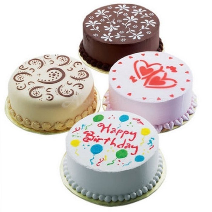 Hysagtek 4Pcs Round Cake Fondant Craft Decorating Flower Heart Birthday Sugarcraft Mold N4