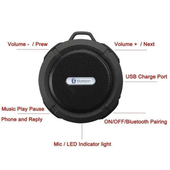 WONFAST&reg; 5 Watt Driver Portable Waterproof Bluetooth 3.0 Speaker Rugged Wireless For Outdoor/Shower with Built-in... N6