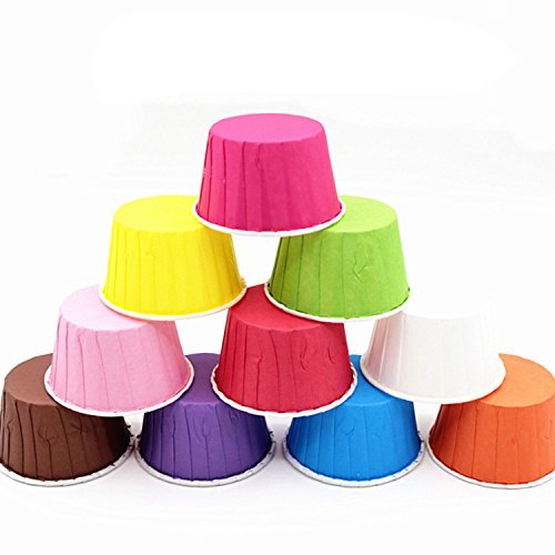 Gabkey 100pcs Random Colorful Premium Greaseproof Cupcake Paper Liners No Muffin Pan Needed Cupcakes Papers N7