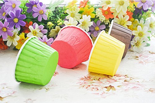 Gabkey 100pcs Random Colorful Premium Greaseproof Cupcake Paper Liners No Muffin Pan Needed Cupcakes Papers N12