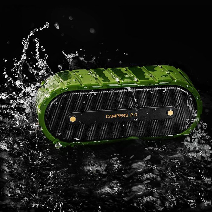 Mrice Campers 2.0 Bluetooth Wireless Waterproof Speaker with Microphone, 6W output (Black) N10