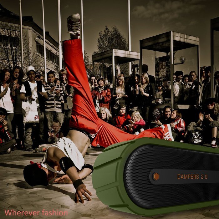 Mrice Campers 2.0 Bluetooth Wireless Waterproof Speaker with Microphone, 6W output (Black) N14
