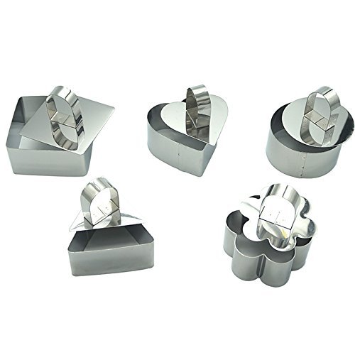 Yunko 5pcs Stainless Steel Cheese Cake Cookie Cutter Mold