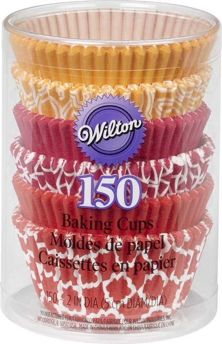 Wilton 415-2871 150 Count Orange, Pink and Red Baking Cups Value Pack, Assorted N2