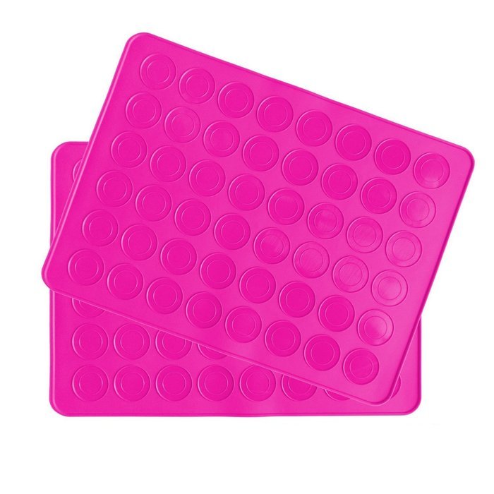 Homankit 2 Pack 48 Capacity Silicone Macarons Mat Baking Sheet, Rose Red