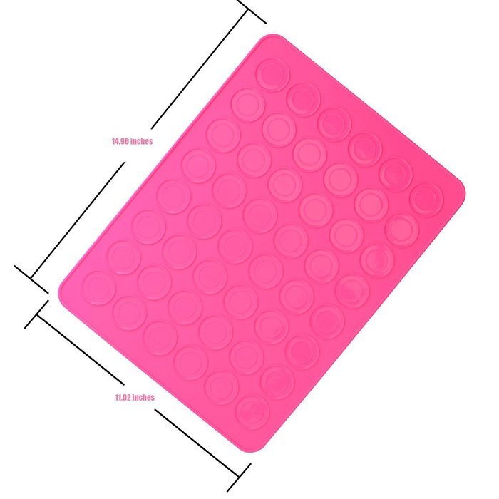Homankit 2 Pack 48 Capacity Silicone Macarons Mat Baking Sheet, Rose Red N2