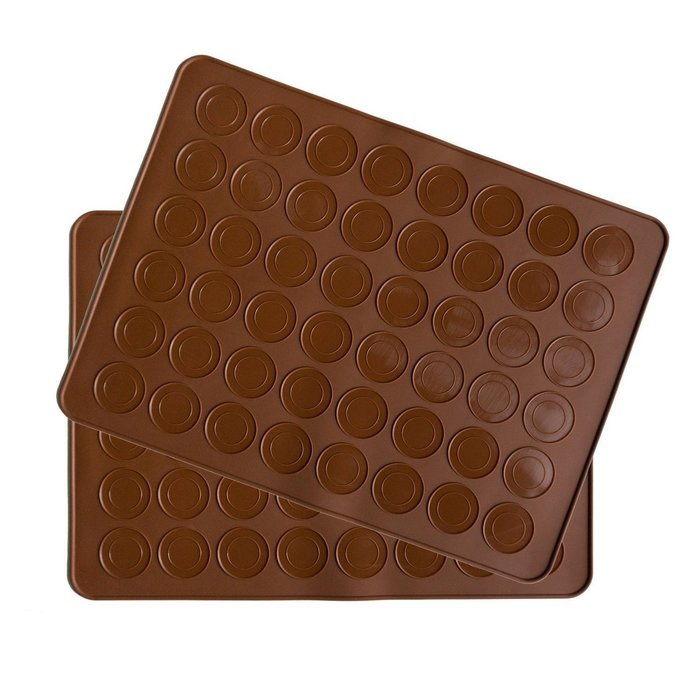 Homankit 2 Pack 48 Capacity Silicone Macarons Mat Baking Sheet, Rose Red N5