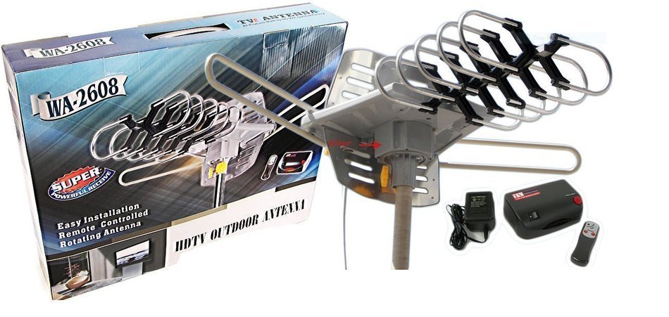 Amplified HD Digital Outdoor HDTV Antenna 150 Miles Long Range with Motorized 360 Degree Rotation, UHF/VHF/FM... N4