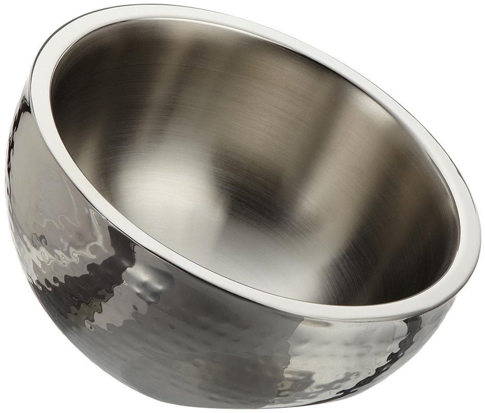 Elegance Hammered 8-Inch Stainless Steel Dual Angle Doublewall Serving Bowl N2