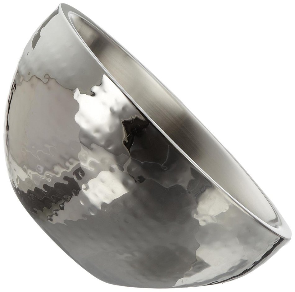 Elegance Hammered 8-Inch Stainless Steel Dual Angle Doublewall Serving Bowl N3