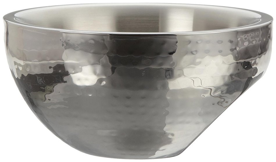 Elegance Hammered 8-Inch Stainless Steel Dual Angle Doublewall Serving Bowl N4