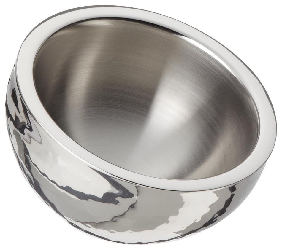 Elegance Hammered 8-Inch Stainless Steel Dual Angle Doublewall Serving Bowl N6