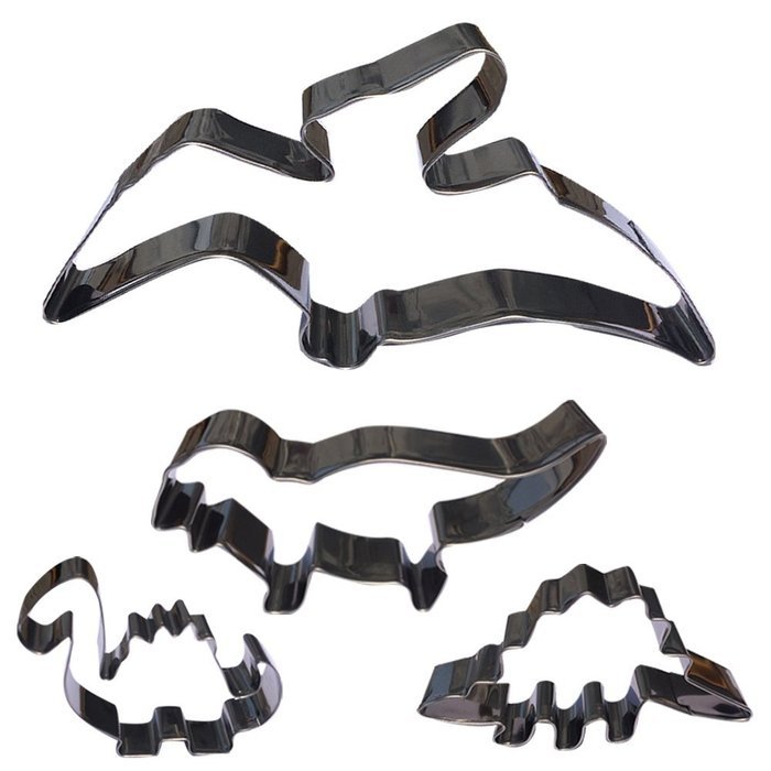 Yatim 4pcs Stainless Steel Pterosaur Dinosaur Shape Cookie Biscuit Fondant Cookie Cutter Mold for Baking Mold