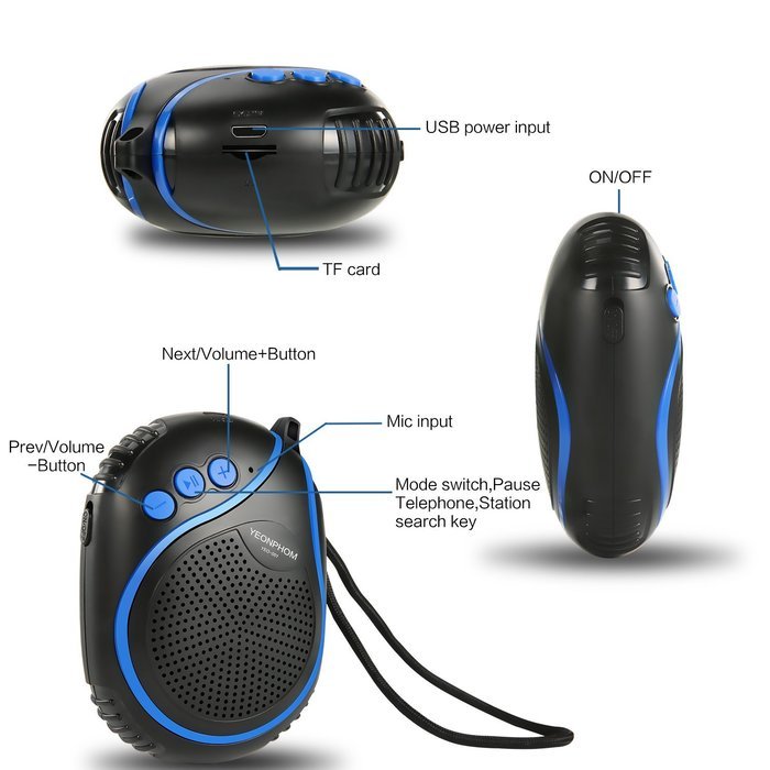 Bluetooth Speakers, YEOPHOM Wireless Ultra Portable Speaker Built-in Mic Hand-free FM Radio TF card Super Bass... N9