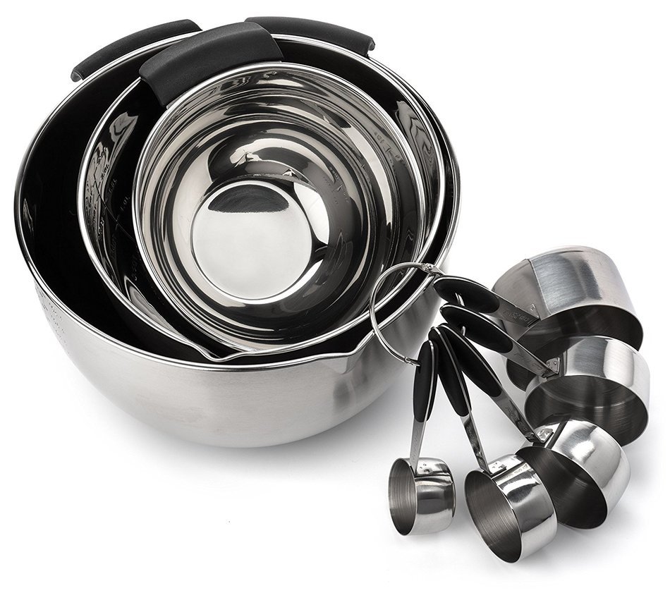 Elite Kitchenware Stainless Steel Mixing Bowls and Measuring Cups Set - Ultimate Cookware Set - Stainless Steel... N9