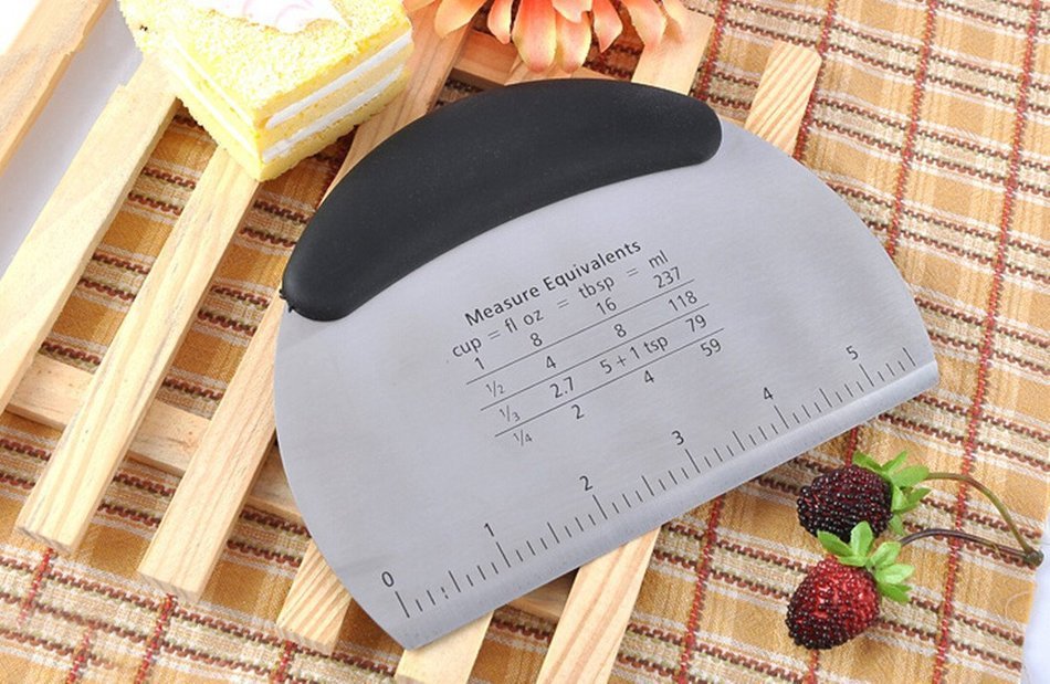 Flyesto Pastry Dough Scraper Stainless Steel Silicone Dough Cutter, Cake Bread Pizza Cutter/Chopper, Multipurpose... N2