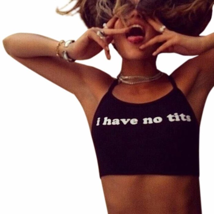 AIMTOPPY Women Letter Printed Sleeveless Blouse Halterneck Tank Crop Tops Vest Blouse Shirt (XL, Black)