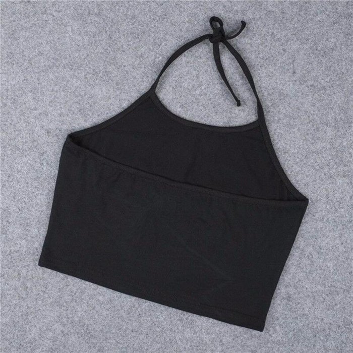 AIMTOPPY Women Letter Printed Sleeveless Blouse Halterneck Tank Crop Tops Vest Blouse Shirt (XL, Black) N6