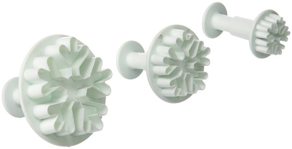 Longzang 3-Piece Decorating Fondant Embossing Tool Big Frozen Snowflake Plunger Cake Cutter
