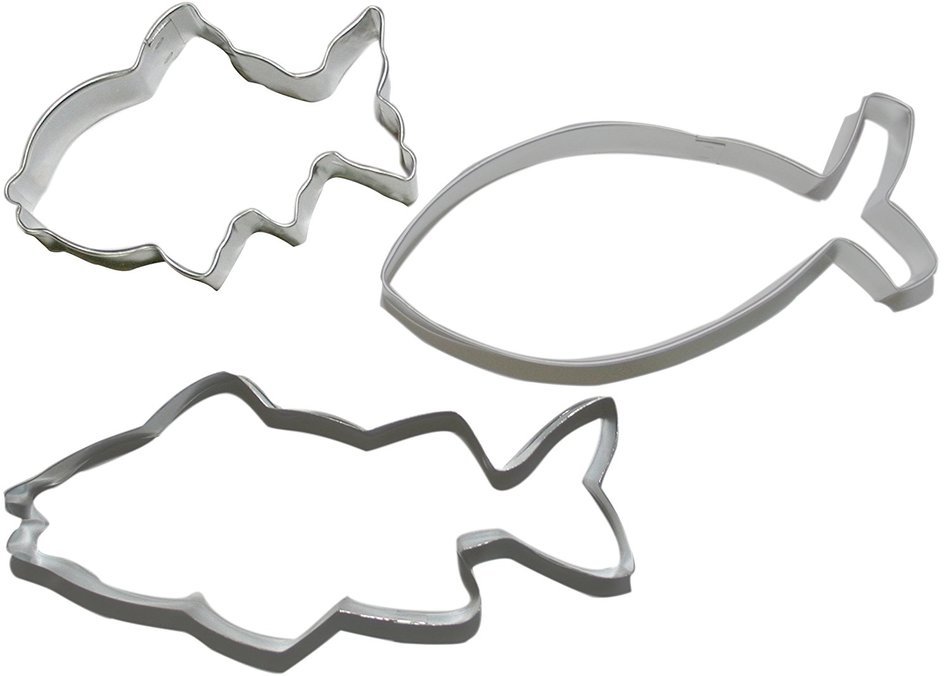 Goldfish Cookie Cutter - Set of 3 Multipurpose Cutters, 5-inch, 3-inch and Jesus Fish 4.5-inch