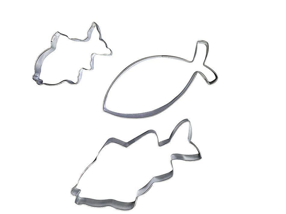 Goldfish Cookie Cutter - Set of 3 Multipurpose Cutters, 5-inch, 3-inch and Jesus Fish 4.5-inch N6