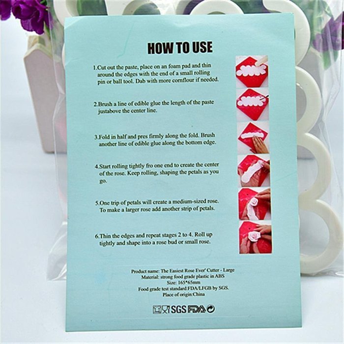 Genenic 3 Size 3D Cookie Fondant Cake Decorating Mold Rose Flower Cutter Mould N5