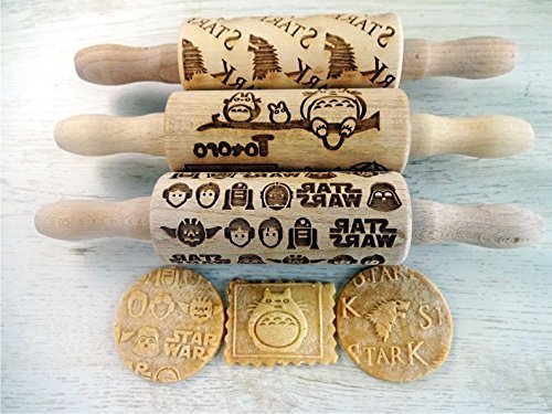 FANTASY 3 KID Rolling pin SET. Game of Thrones. Star Wars. Stark. Totoro. Movie. Animation. play dough, salt dough...