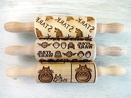 FANTASY 3 KID Rolling pin SET. Game of Thrones. Star Wars. Stark. Totoro. Movie. Animation. play dough, salt dough... N2