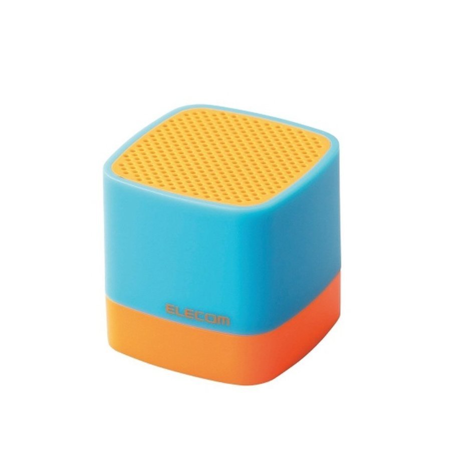 Elecom "Minicube Bluetooth Speaker For Smartphone (Orange Cyan Color)"
