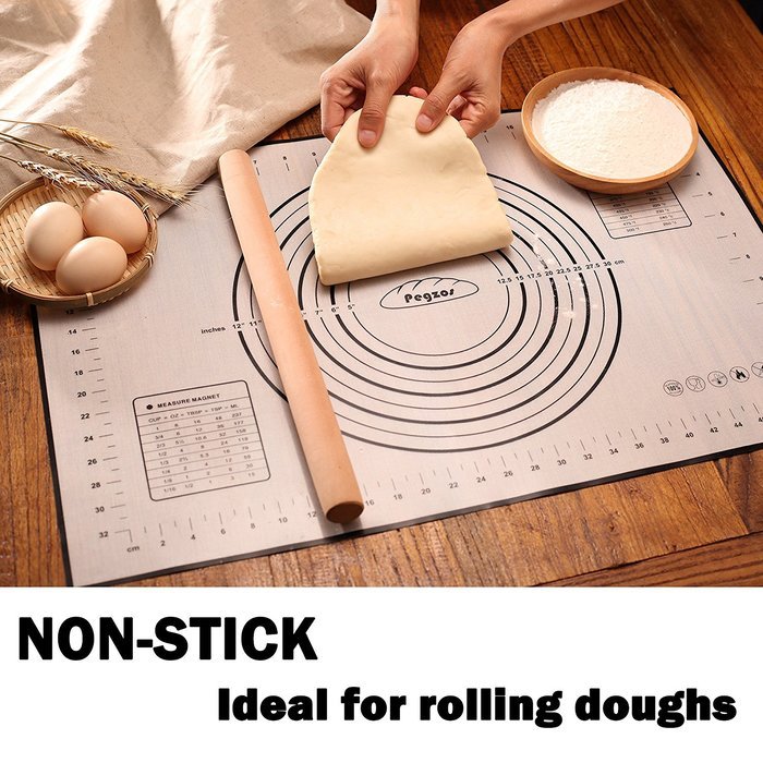 PEGZOS Silicone Pastry Mat &ndash; 23.6&rsquo;&rsquo; x 15.7&rsquo;&rsquo; Non-Slip Sheet Sticks to Countertop for Rolling Dough & Baking in... N2