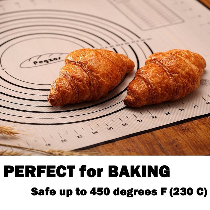 PEGZOS Silicone Pastry Mat &ndash; 23.6&rsquo;&rsquo; x 15.7&rsquo;&rsquo; Non-Slip Sheet Sticks to Countertop for Rolling Dough & Baking in... N3
