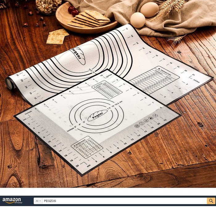 PEGZOS Silicone Pastry Mat &ndash; 23.6&rsquo;&rsquo; x 15.7&rsquo;&rsquo; Non-Slip Sheet Sticks to Countertop for Rolling Dough & Baking in... N7