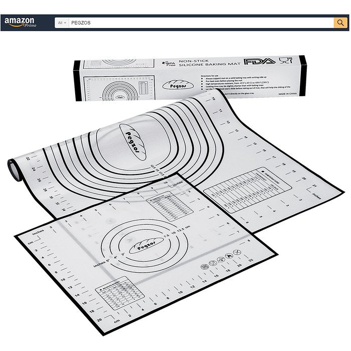 PEGZOS Silicone Pastry Mat &ndash; 23.6&rsquo;&rsquo; x 15.7&rsquo;&rsquo; Non-Slip Sheet Sticks to Countertop for Rolling Dough & Baking in... N12
