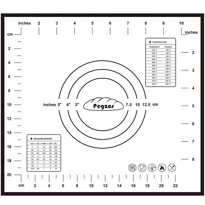 PEGZOS Silicone Pastry Mat &ndash; 23.6&rsquo;&rsquo; x 15.7&rsquo;&rsquo; Non-Slip Sheet Sticks to Countertop for Rolling Dough & Baking in... N13