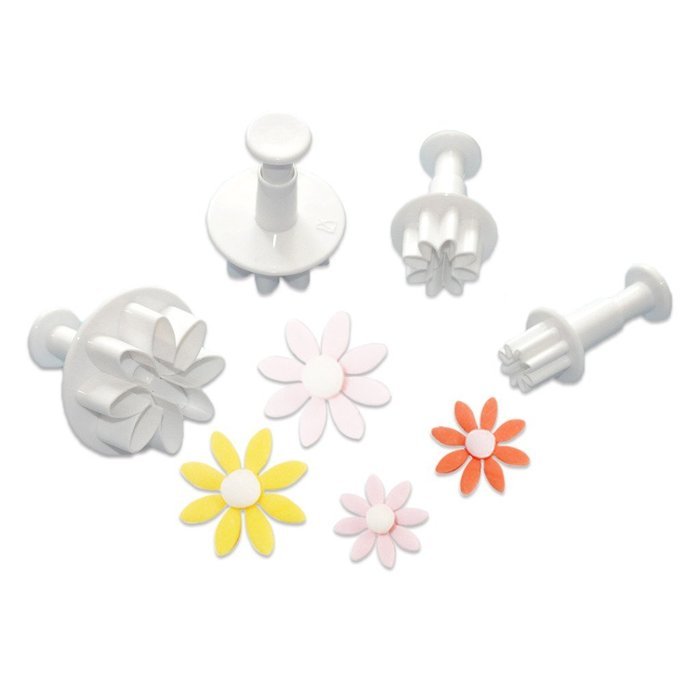FOUR-C Fondant Supplies Daisy Cutting Set for Cupcake Decorating Color White
